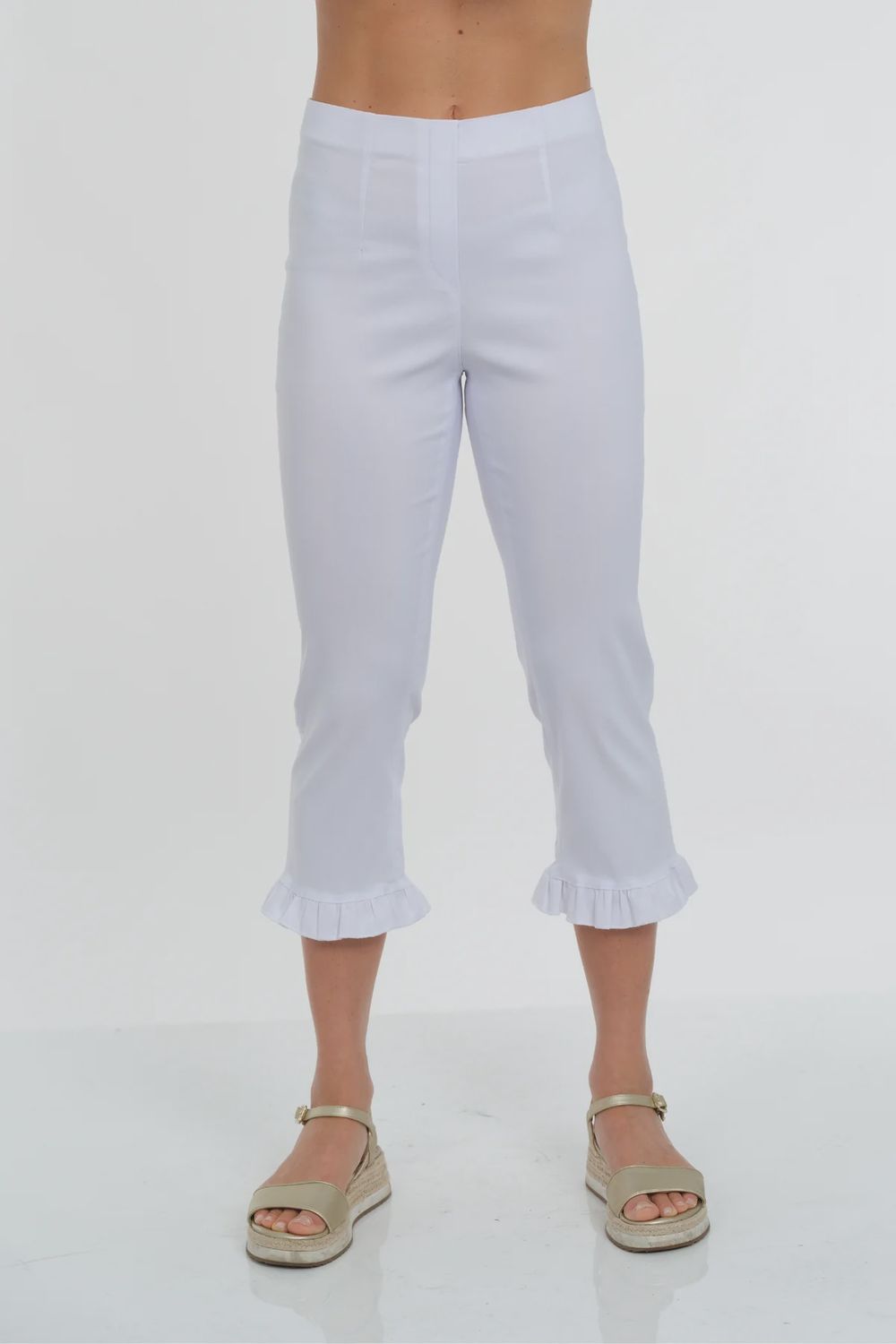 Lior Fly White Ruffle Hem Capri