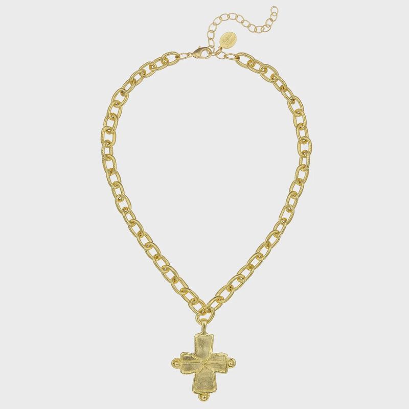 Susan Shaw Gold Cross On Chain Necklace