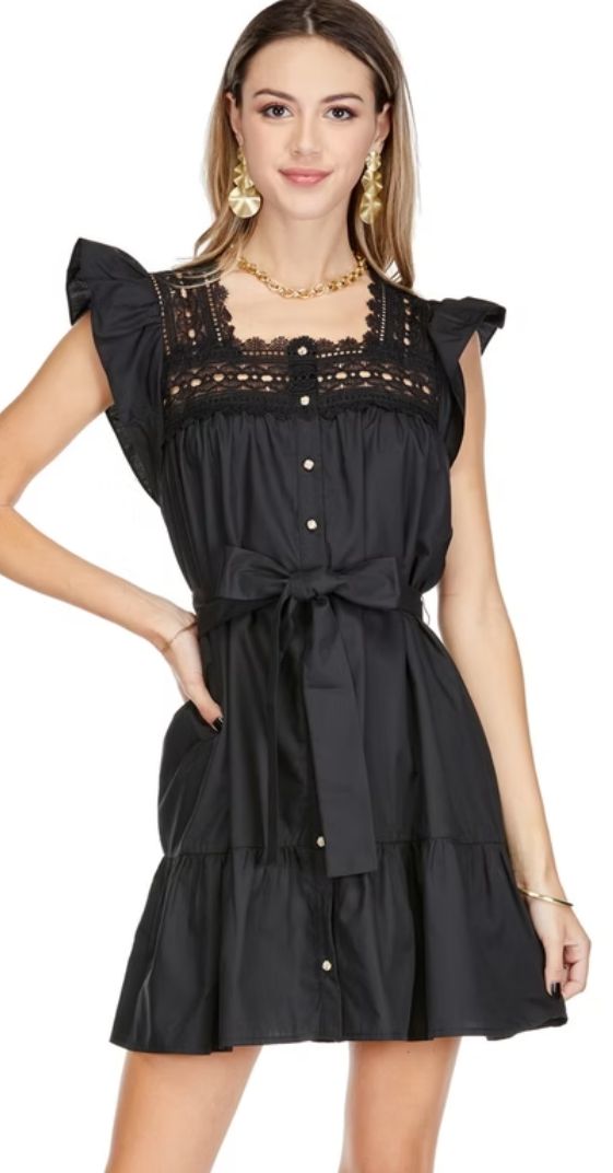 Joy Joy Black Lacey Dress
