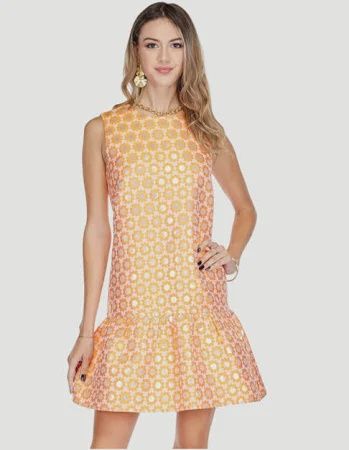 Joy Joy Orange Daisy Flounce Dress