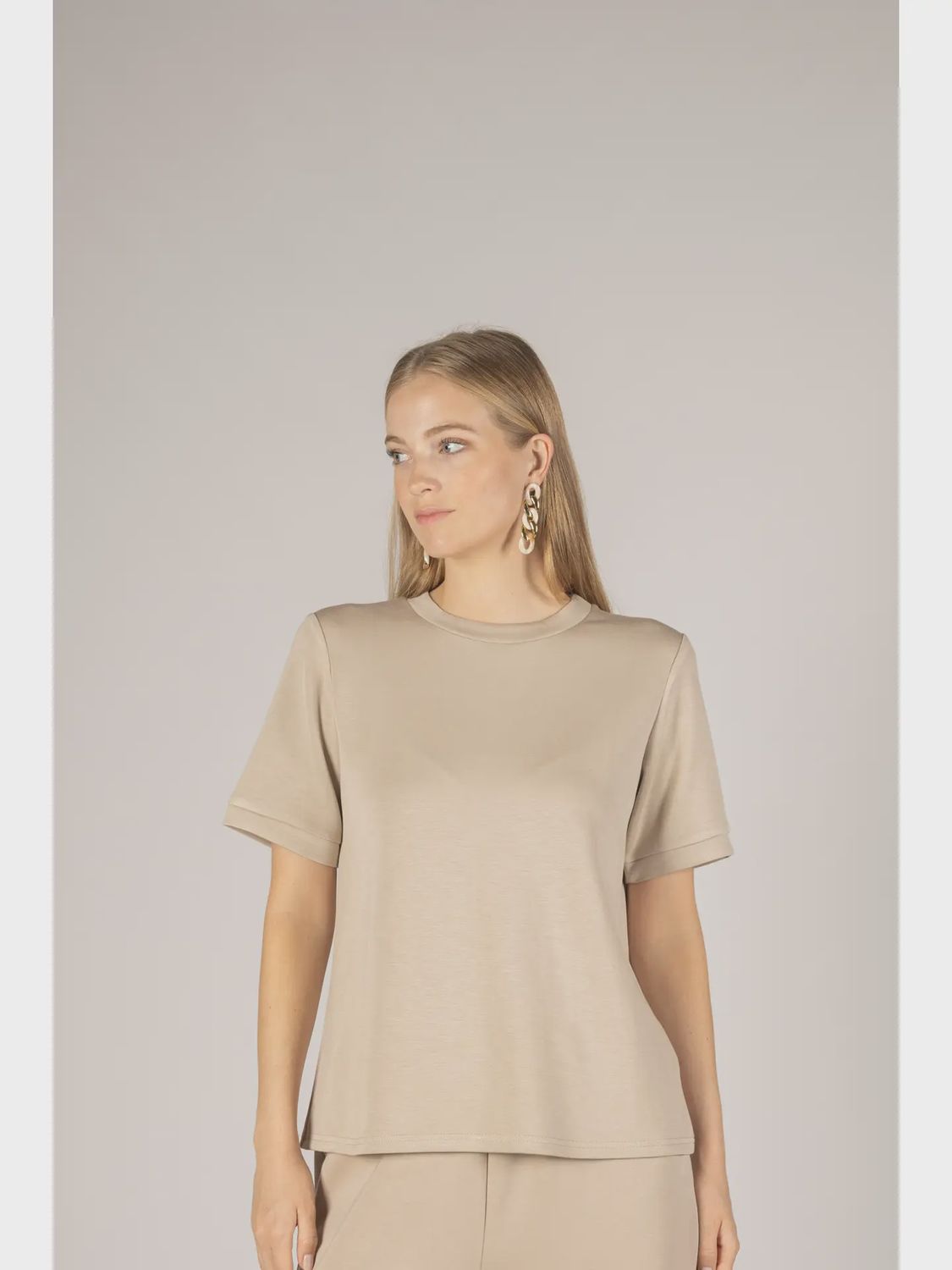 P. Cill  Butter Modal  Round Neck Short Sleeve Tee- Taupe