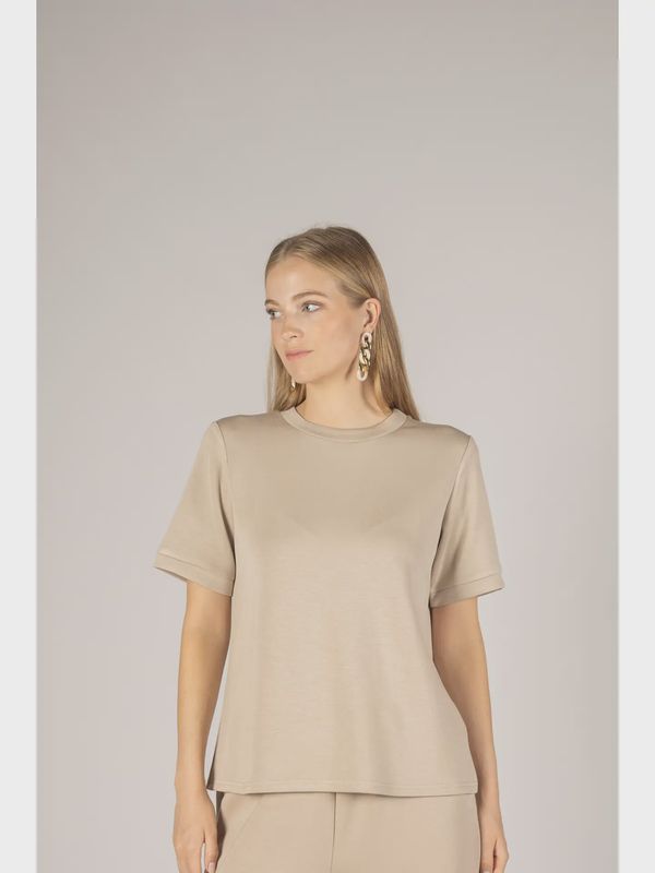 P. Cill  Butter Modal  Round Neck Short Sleeve Tee- Taupe