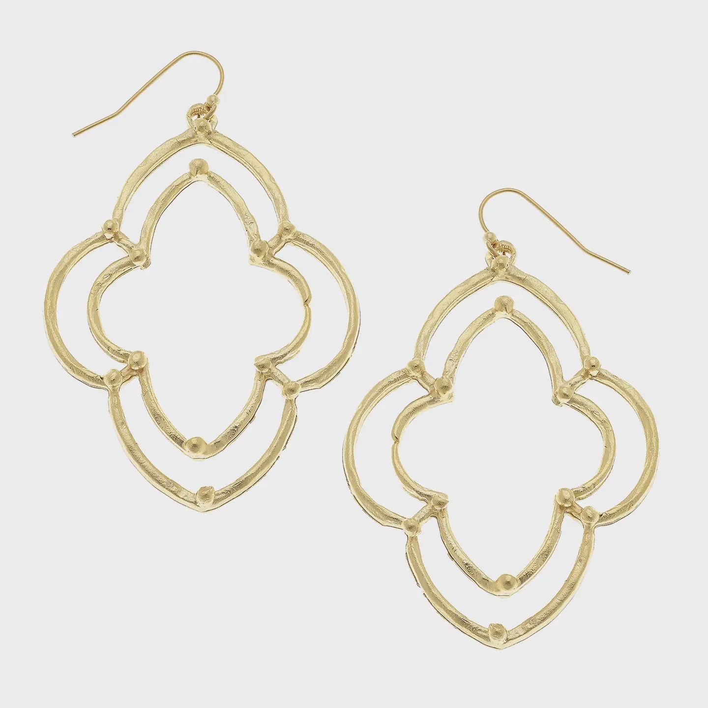 Susan Shaw Gold Dotted Scallop Earrings