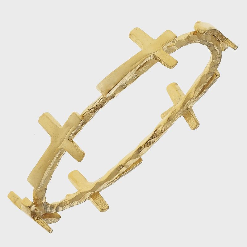 Susan Shaw Gold Sideways Cross Bangle