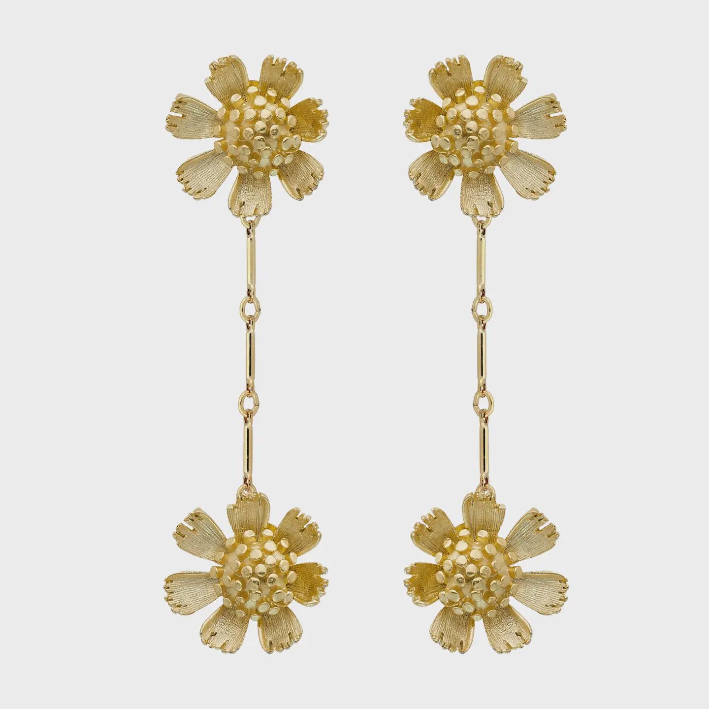 Susan Shaw Gold Double Wild Flower Earrings