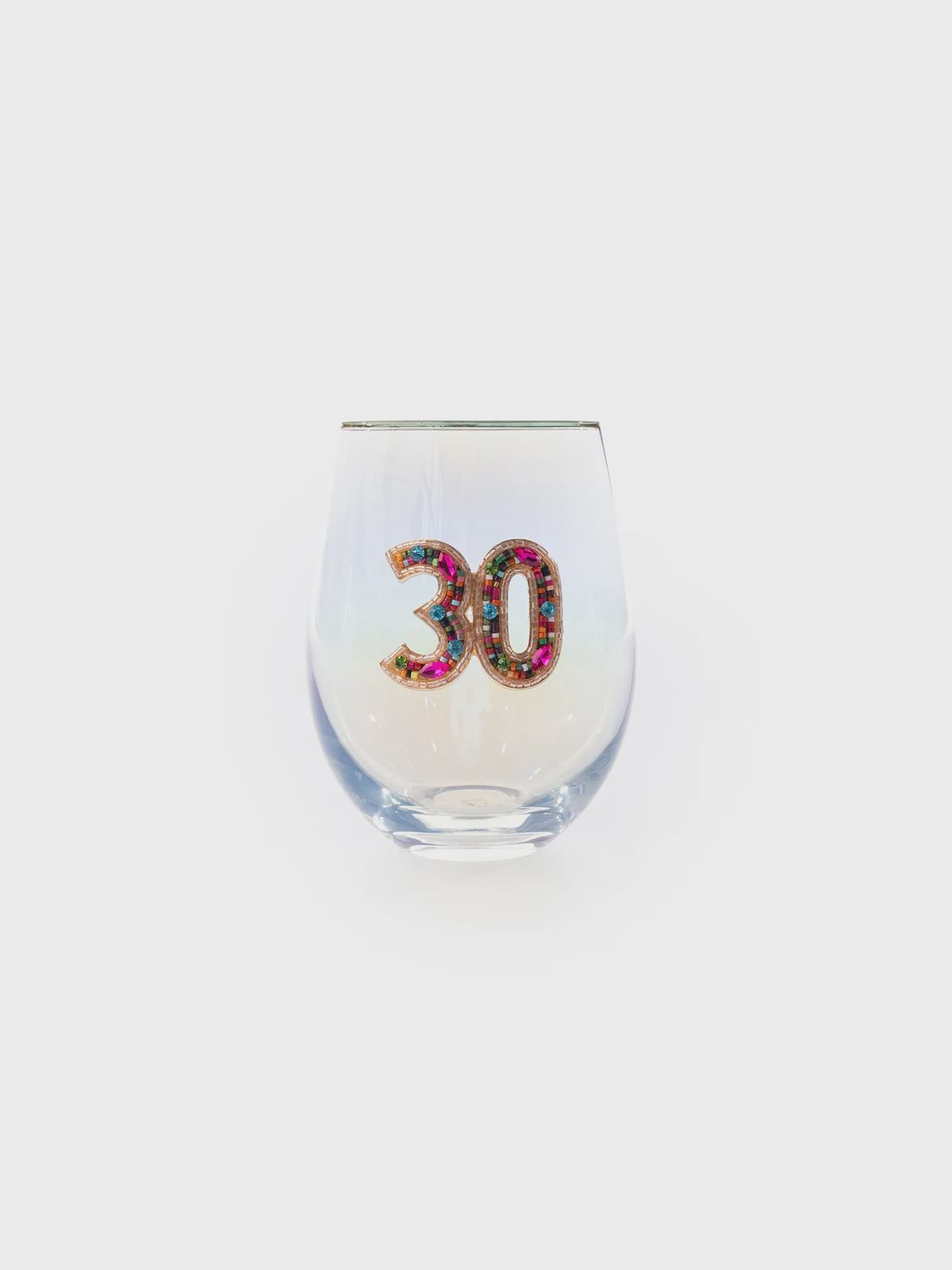 Mary Square Beaded 30th Birthday Stemless Glass