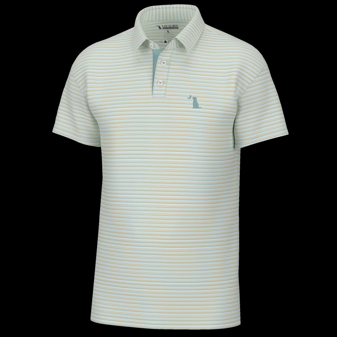 Local Boy Outfitters White/Yellow/Teal Kiawah Polo
