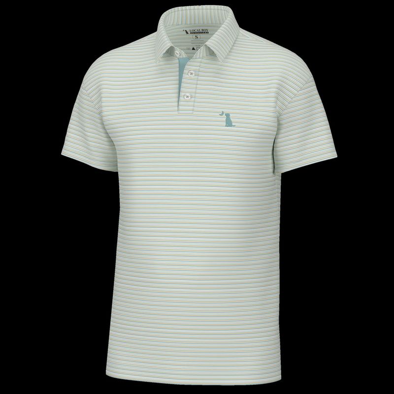 Local Boy Outfitters White/Yellow/Teal Kiawah Polo