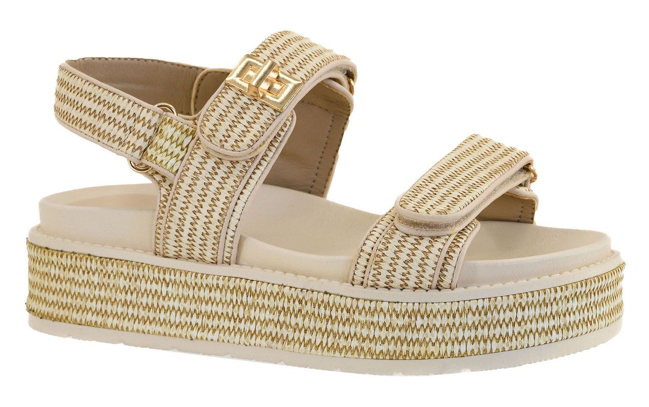 Corkys Sand Raffia Go For It Platform Sandal