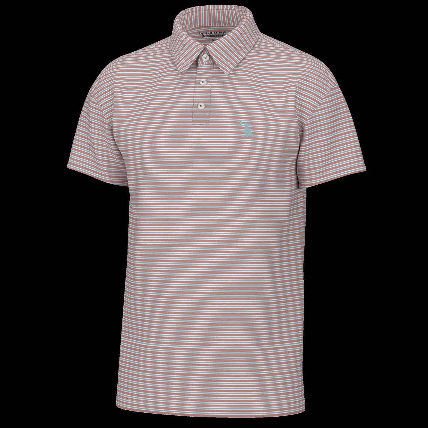 Local Boy Outfitters Surfside Polo- Salmon/Light/Blue/White