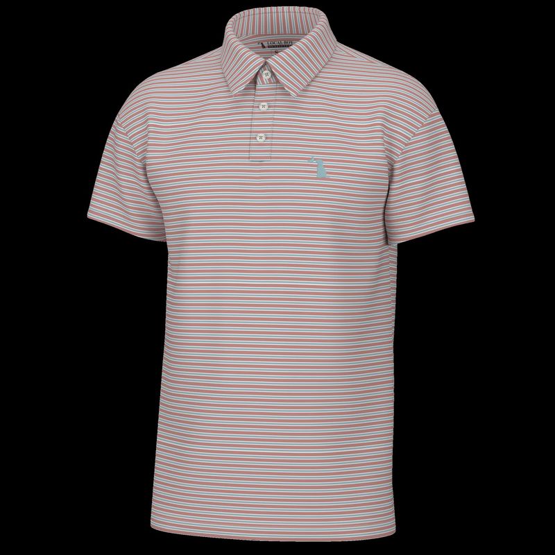 Local Boy Outfitters Surfside Polo- Salmon/Light/Blue/White