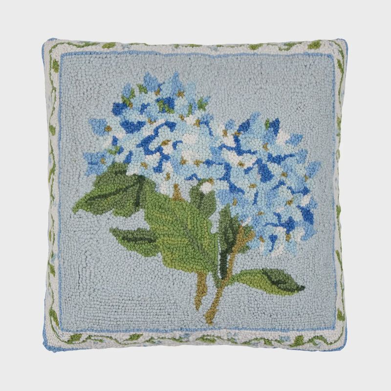 Peking Handicraft Blue Hydrangea Hook Pillow - Sally Eckman Roberts