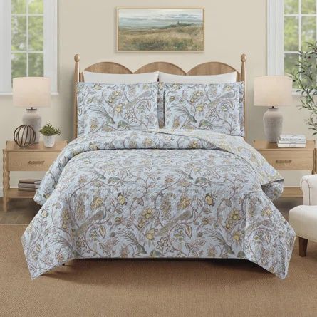Spartina 449 Sugar Mill Peacock 3-Piece Cotton Reversible Quilt Set