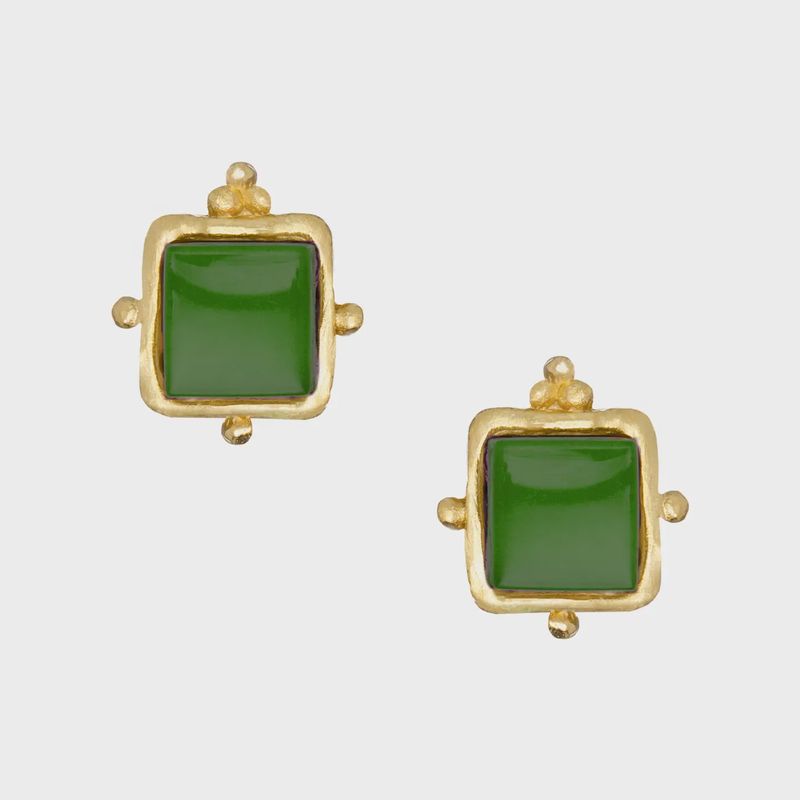 Susan Shaw Charlotte Studs - Emerald Green