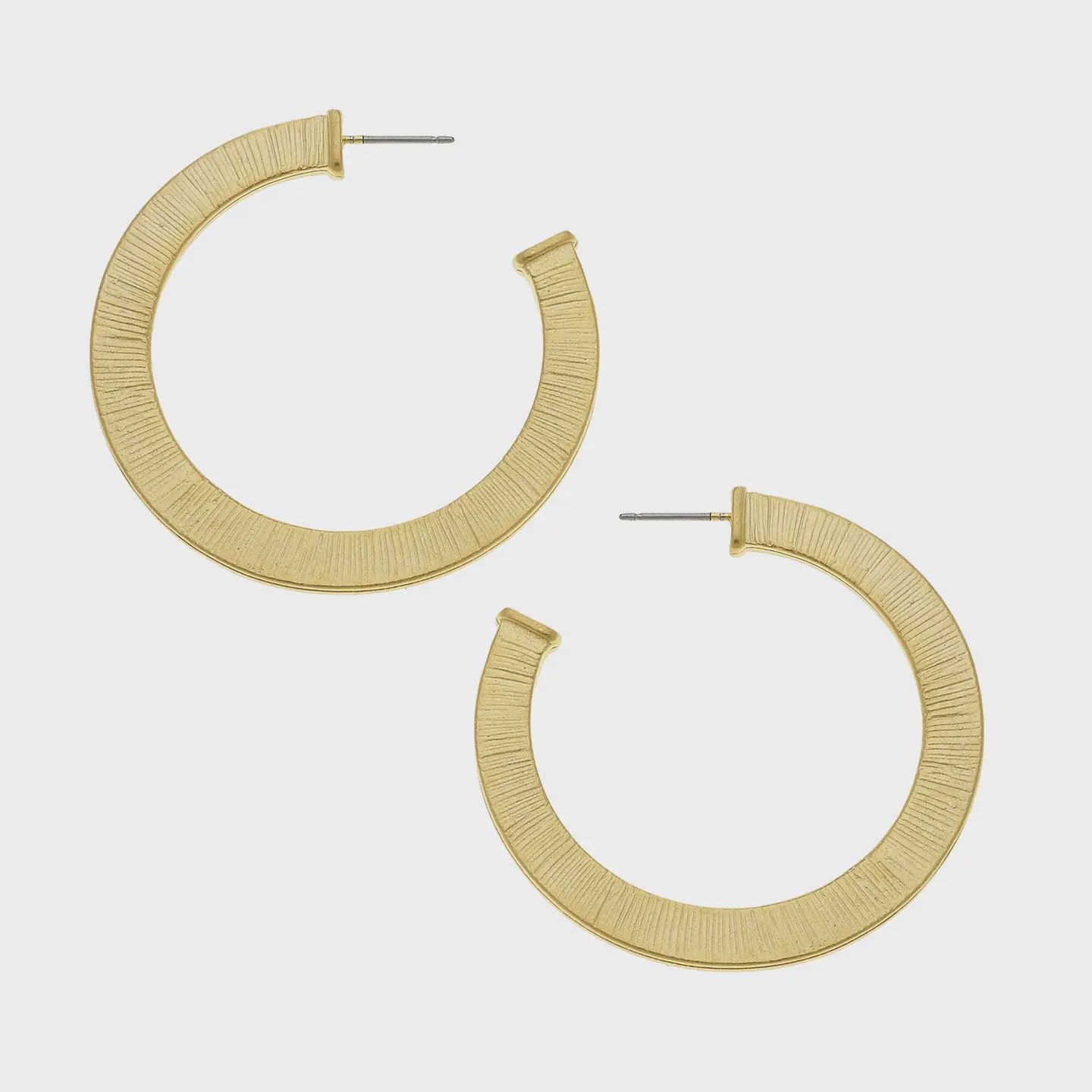 Susan Shaw Gold Textured Open Circle Hoop Earrings