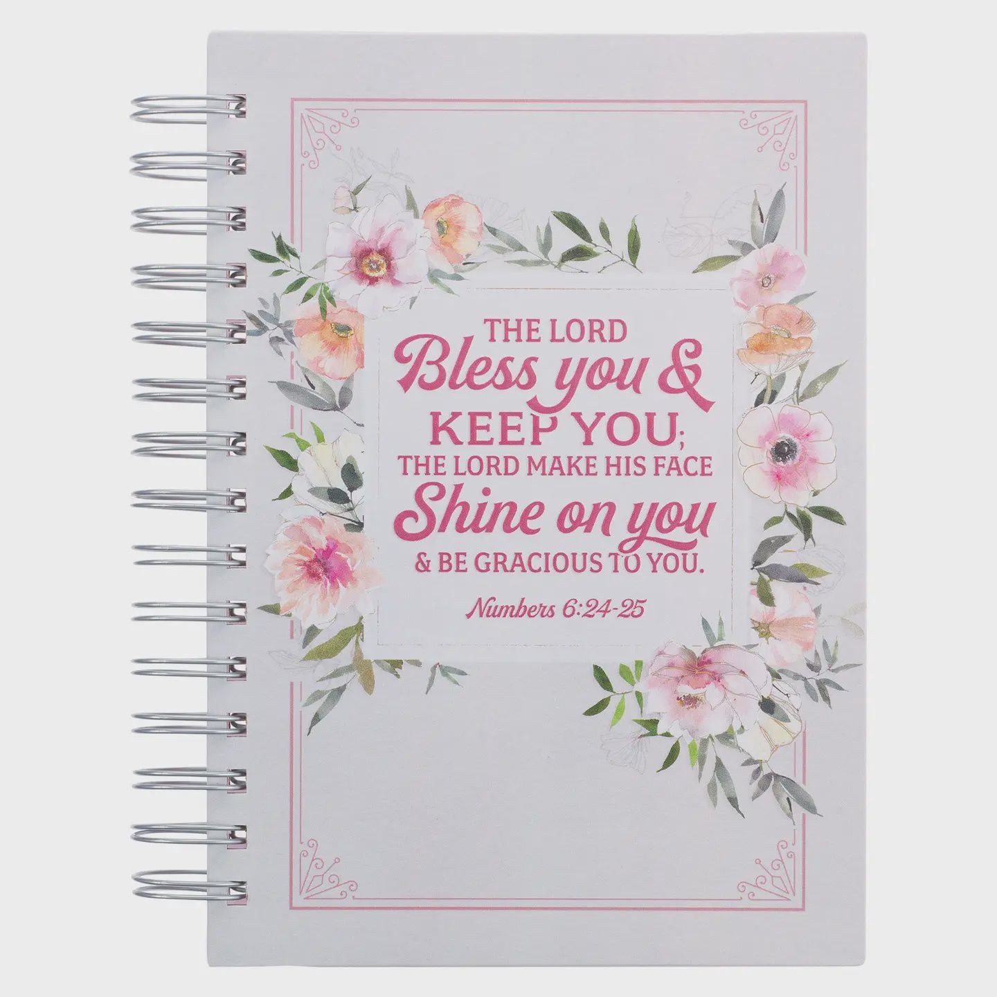 Christian Art Gifts Journal Wirebound Floral/Stripes Bless You Num. 6:24-25