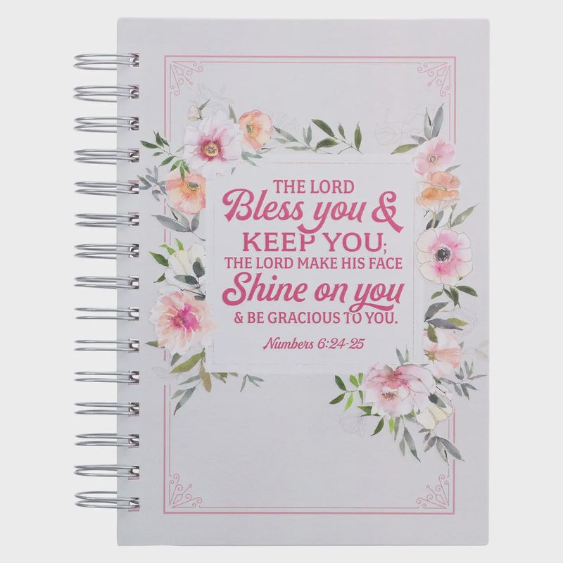 Christian Art Gifts Journal Wirebound Floral/Stripes Bless You Num. 6:24-25