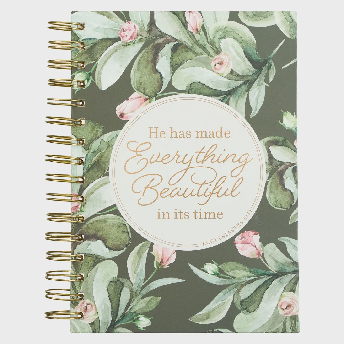 Christian Art Gifts Journal Wirebound Green Everything Beautiful Ecc. 3:11
