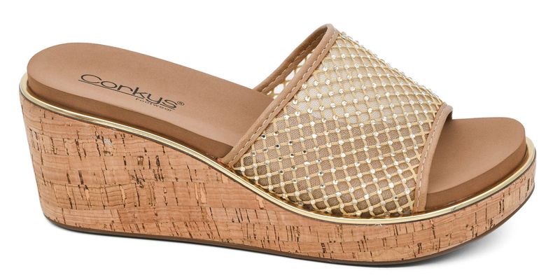 Corkys Lets Mesh Around  Wedge- Caramel