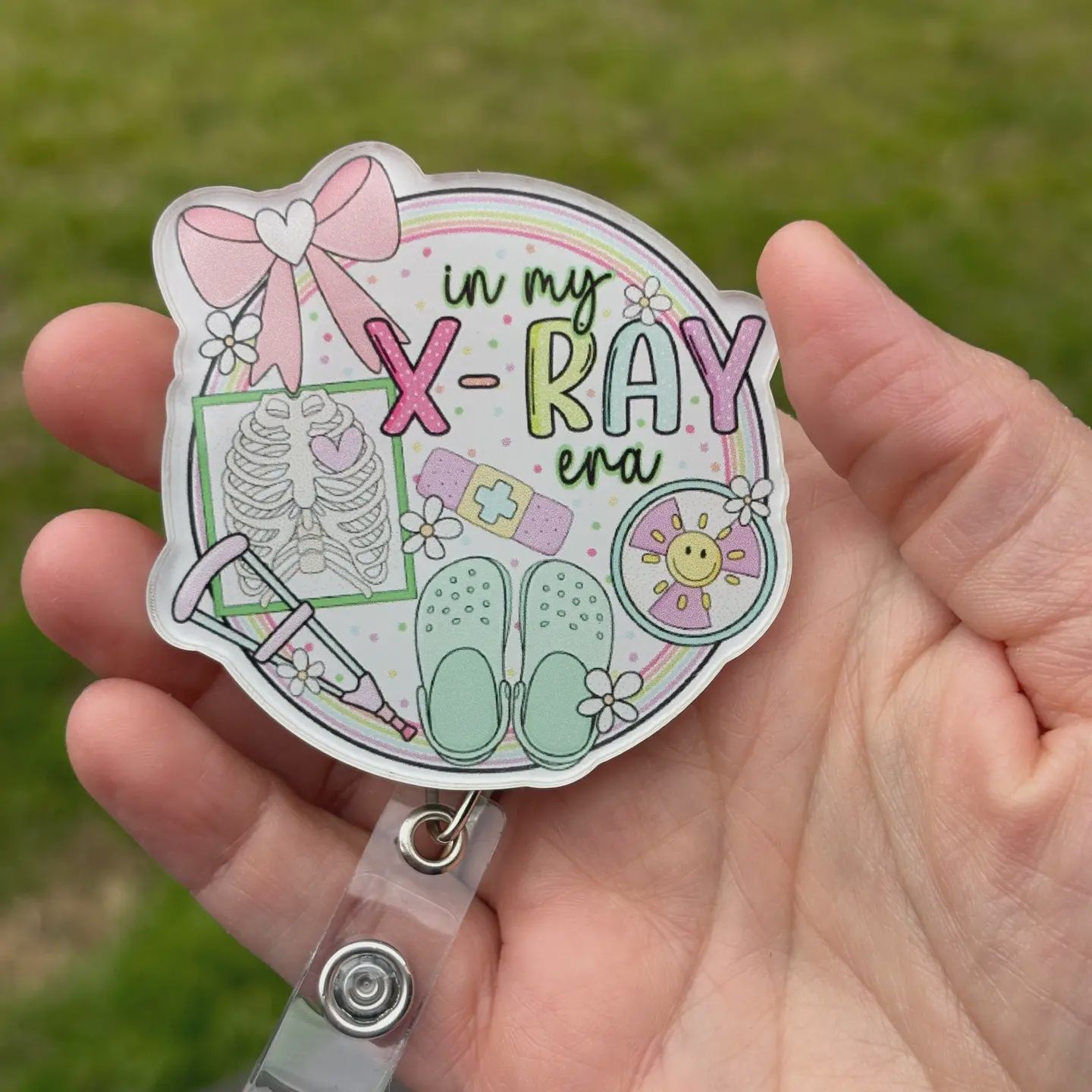 Hello Darling Designs &quot;In My X-Ray Era Badge&quot; Reel – Cute Acrylic Id Holder