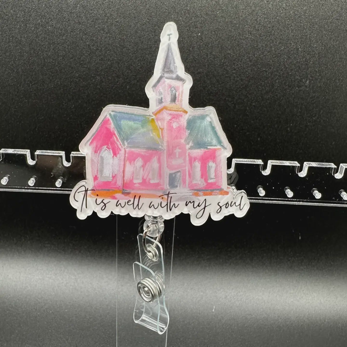 Hello Darling Designs &quot;It Is Well with My Soul&quot; Church Badge Holder with Inspiration
