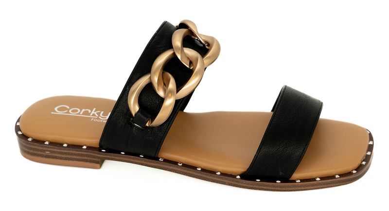 Corkys Catch Flights Not Feelings Double Sandals- Black