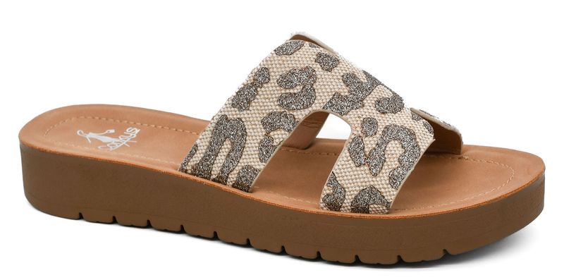 Corkys Hold Please Sandal- Tan Sparkle Leopard