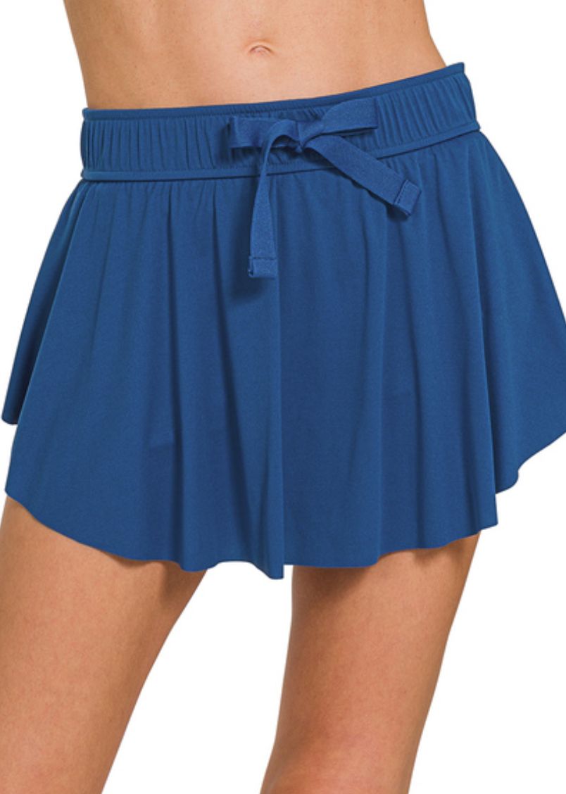 Zenana Light Navy Ruffle Hem Tennis Skort with Hidden Pockets