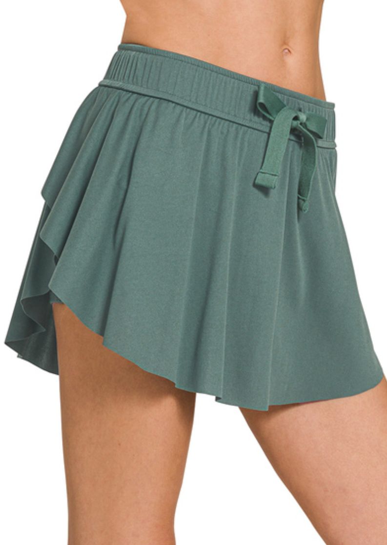 Zenana Ash Jade Ruffle Hem Tennis Skort with Hidden Pockets