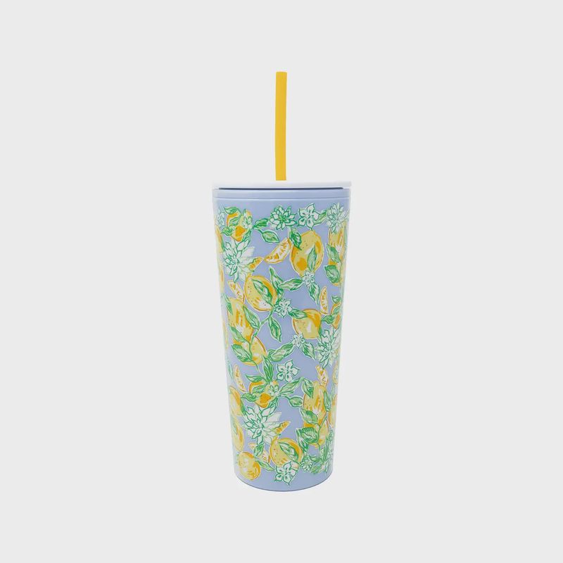 Lilly Pulizter Tumbler with Straw- Make Lemonade