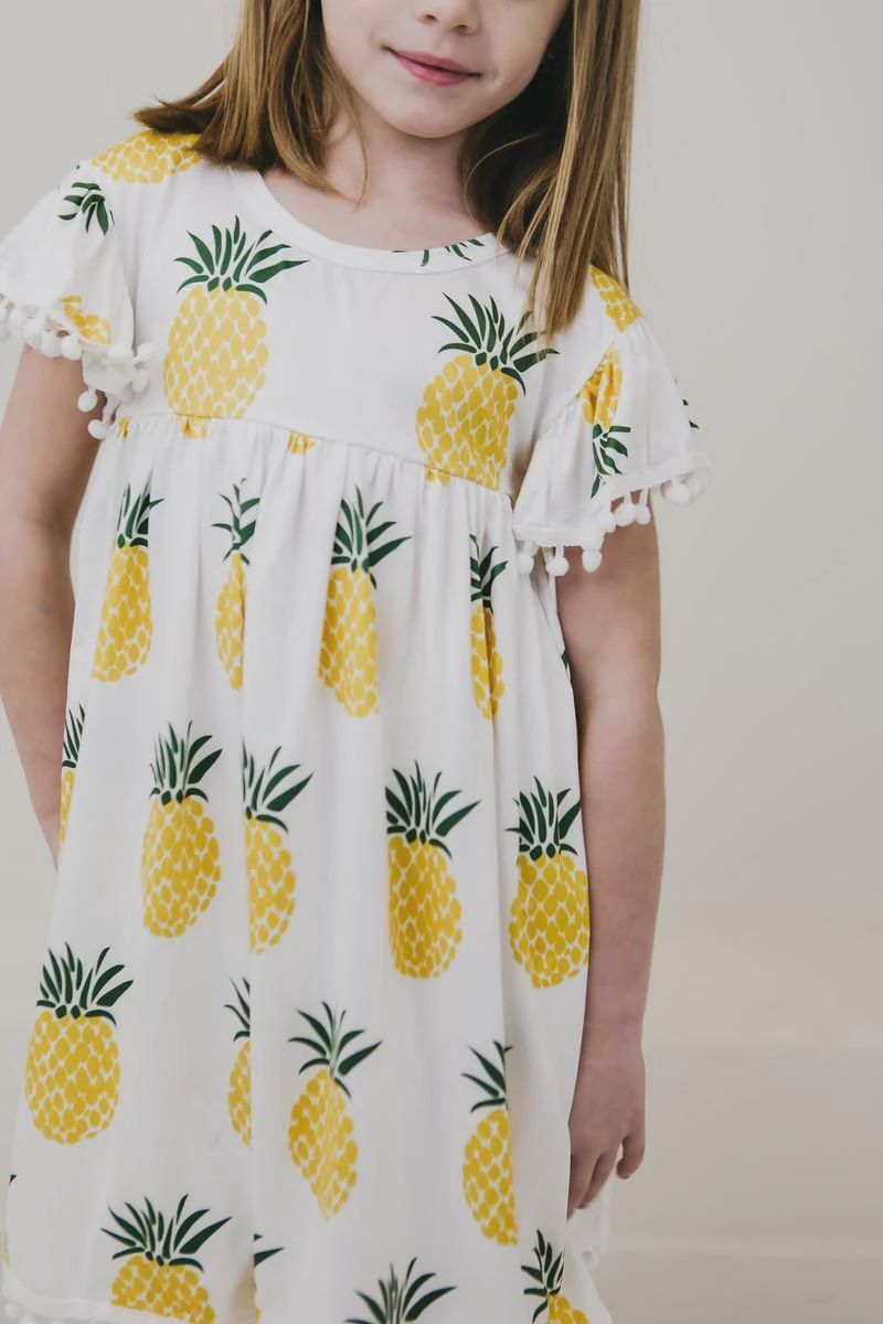 Mila and Rose Pineapple Pom Pom Dress