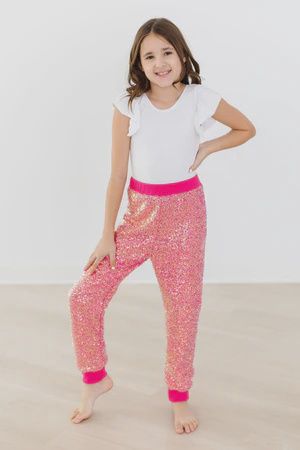 Mila and Rose Hot Pink Sequin Joggers