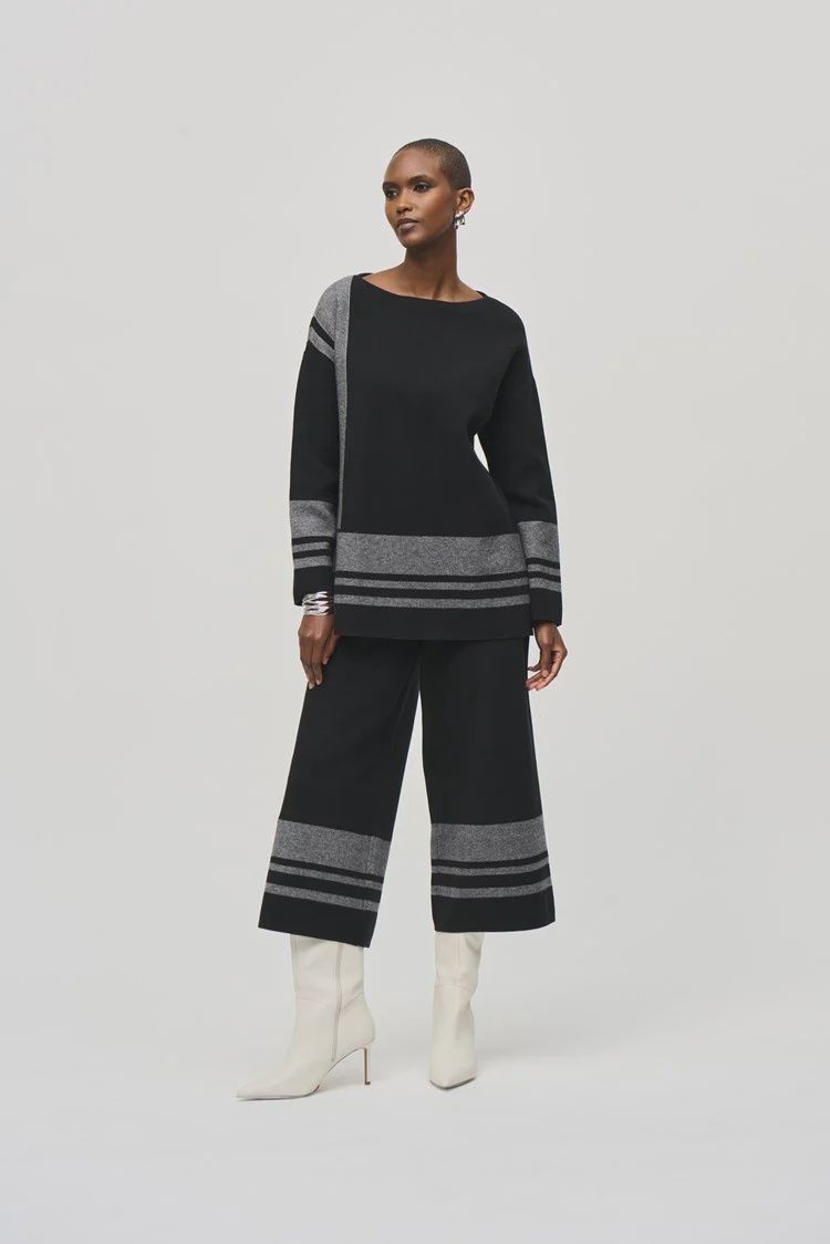 Joseph Ribkoff Jacquard Sweater Knit Boxy Top