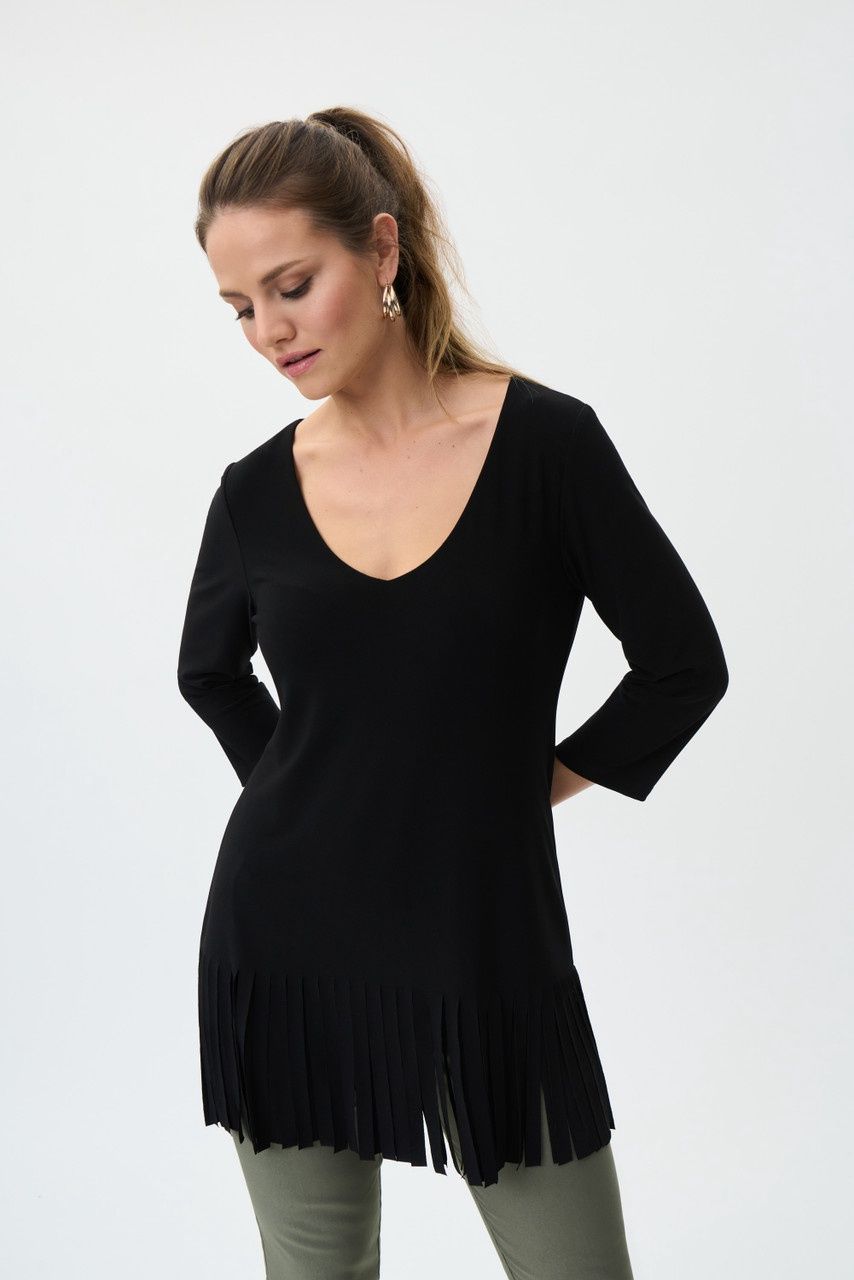 Joseph Ribkoff Fringed Hem Tunic