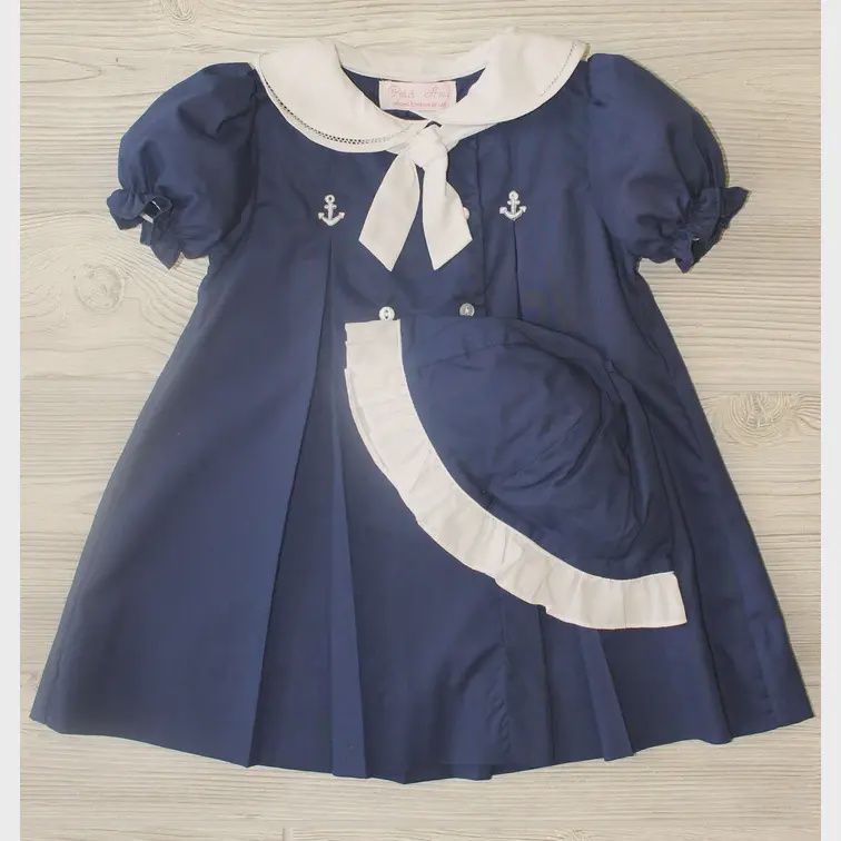 Girls Navy Classic Nautical Dress