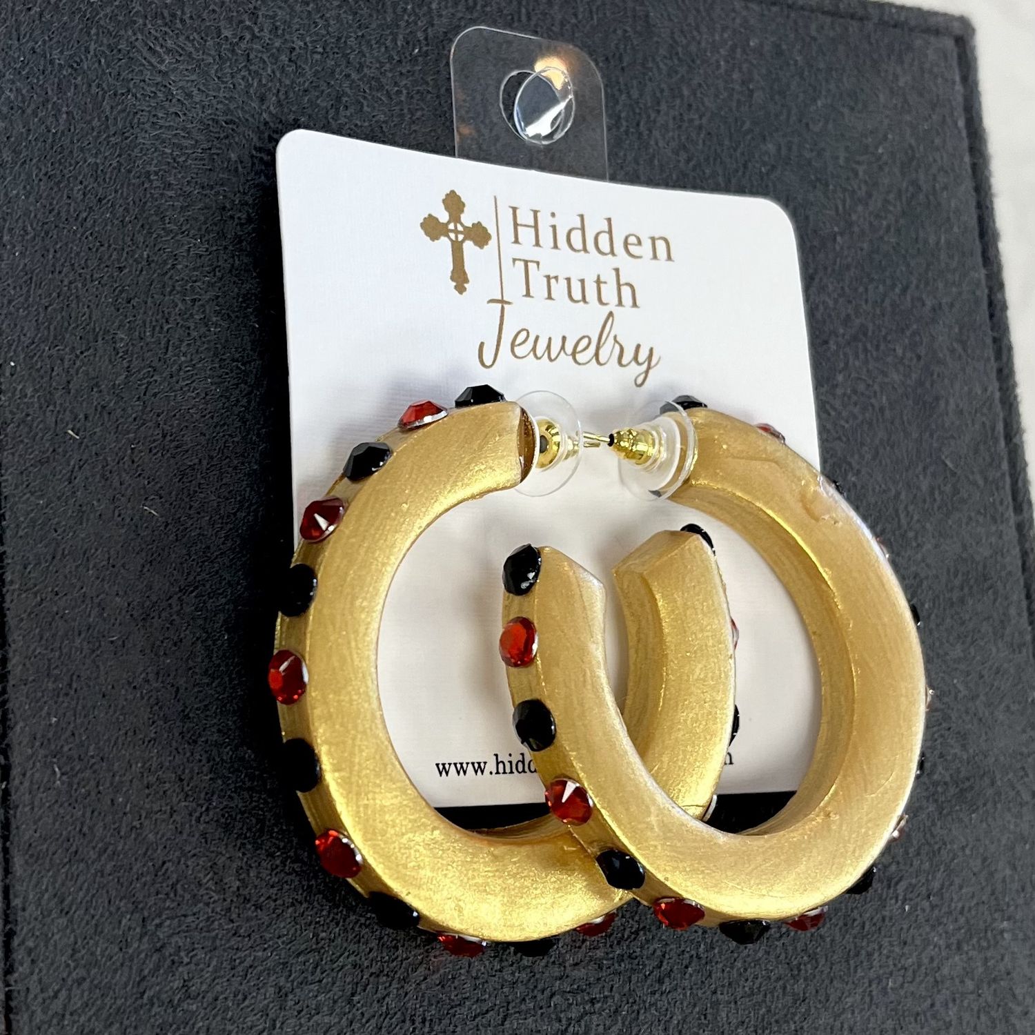 Hidden Truth Jewelry Large Red and Black Hoops