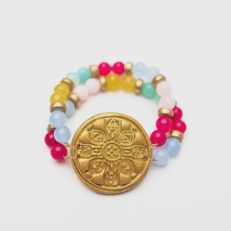 Hidden Truth Jewelry Double Strand Colorblock with Holly Cross Bracelet