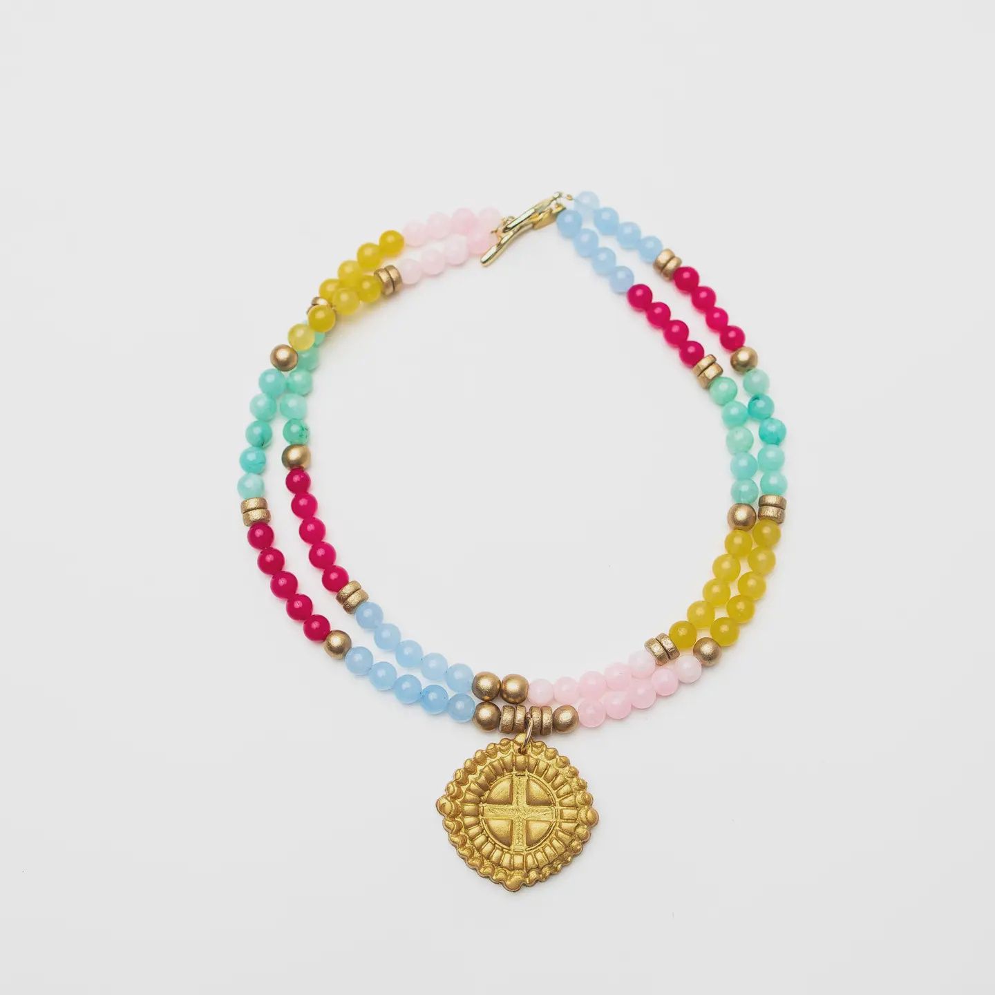 Hidden Truth Jewelry Double Strand Colorblock with Annette Cross Necklace