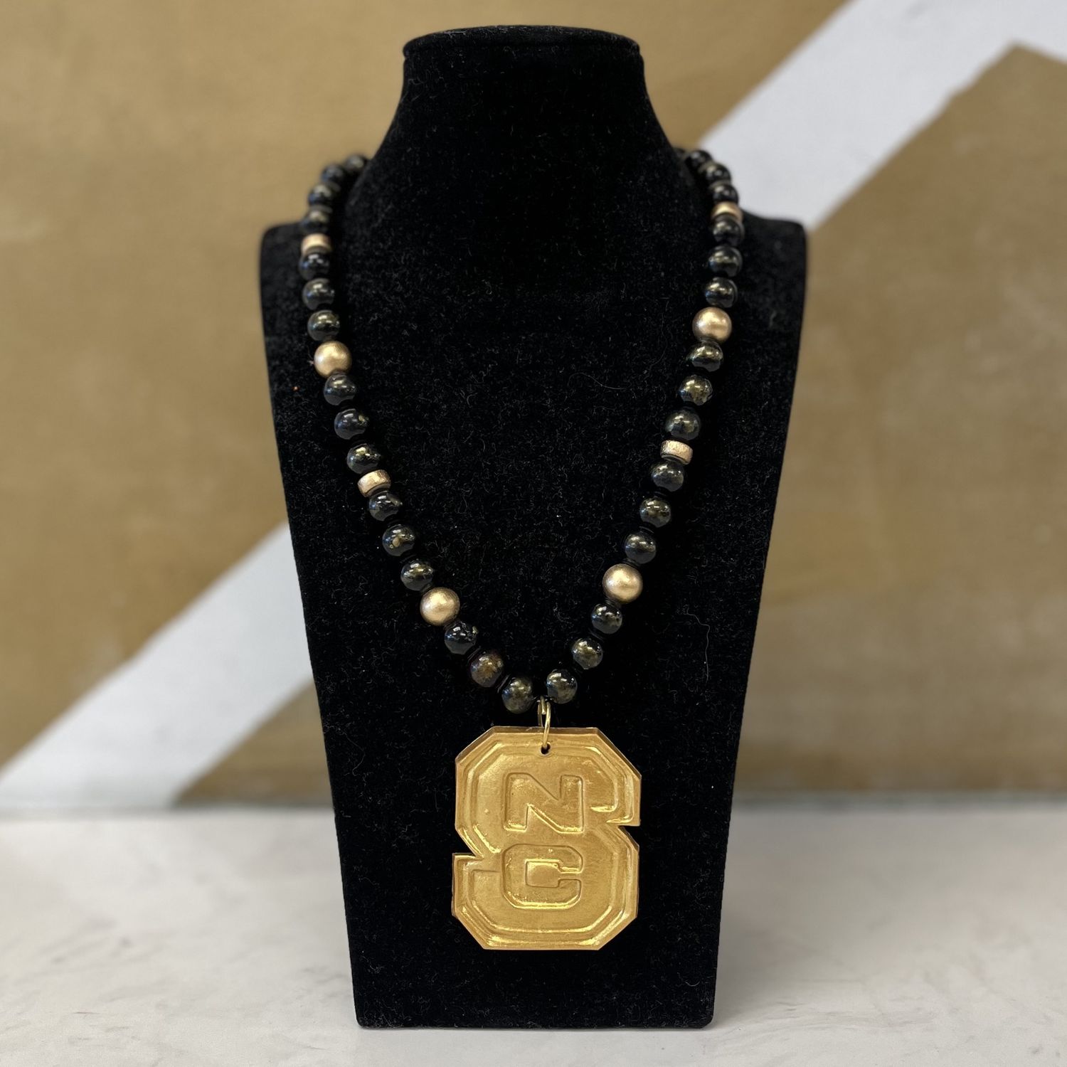 Hidden Truth Jewelry 18&quot; Black Jade with NC State Logo Necklace