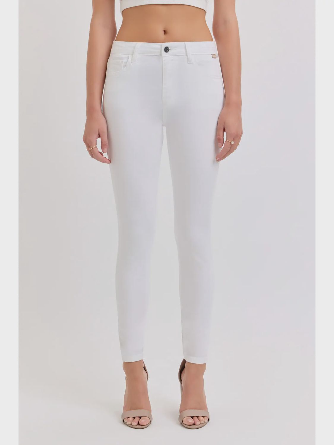 Cello Mid-Rise Crop Skinny- White