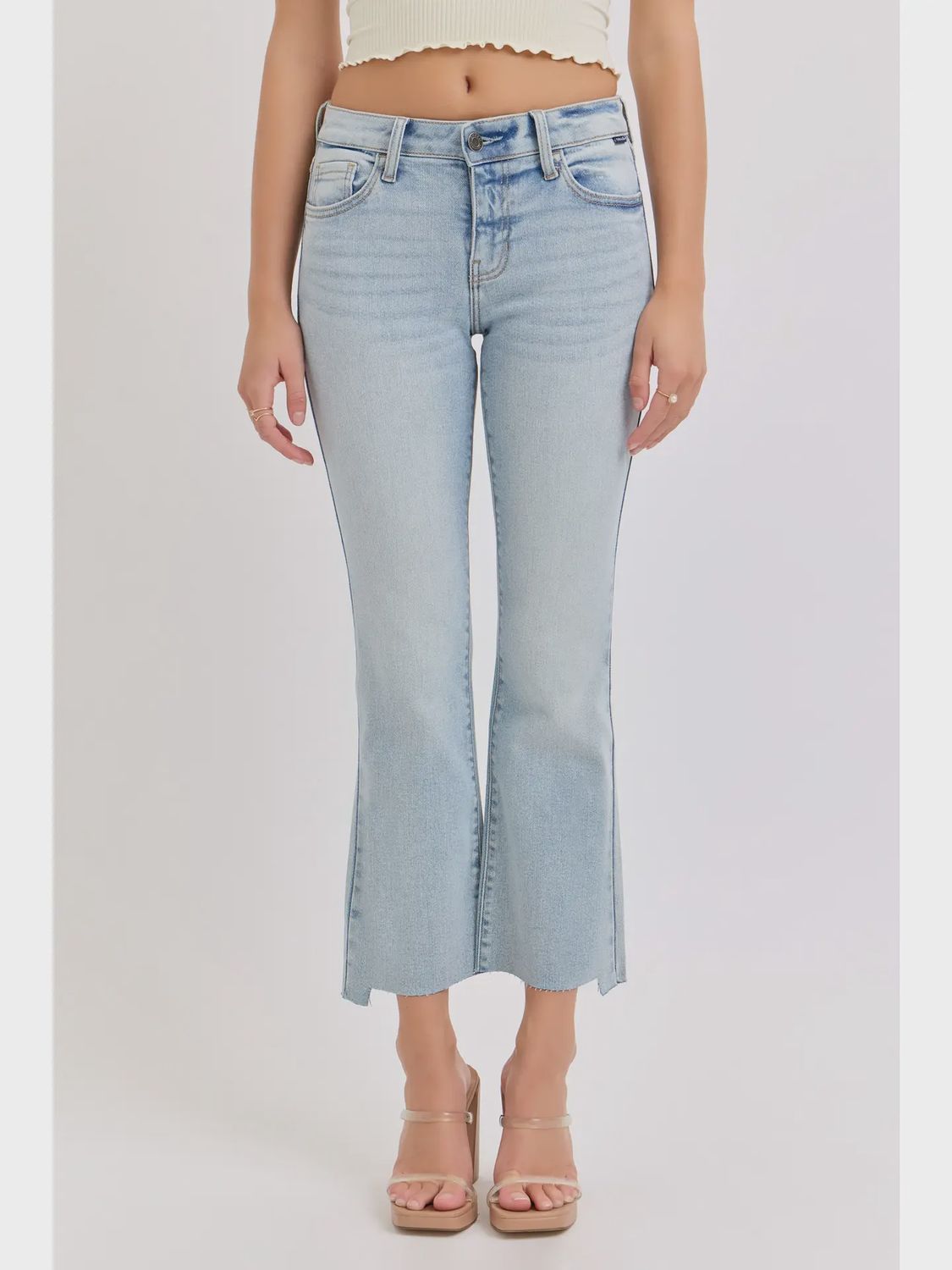 Cello Mid Rise Crop Flare- Light Denim