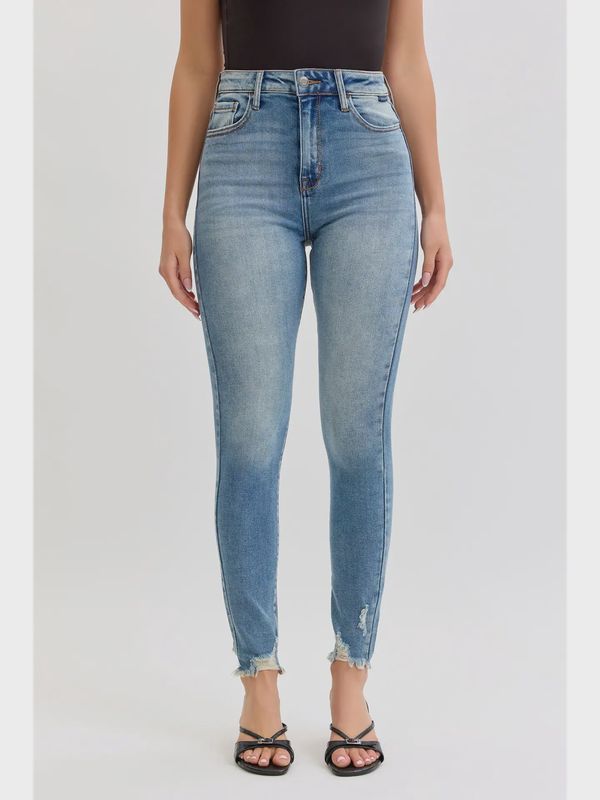 Cello Stretch High Rise Ankle Skinny with Frayed Hem Jean
