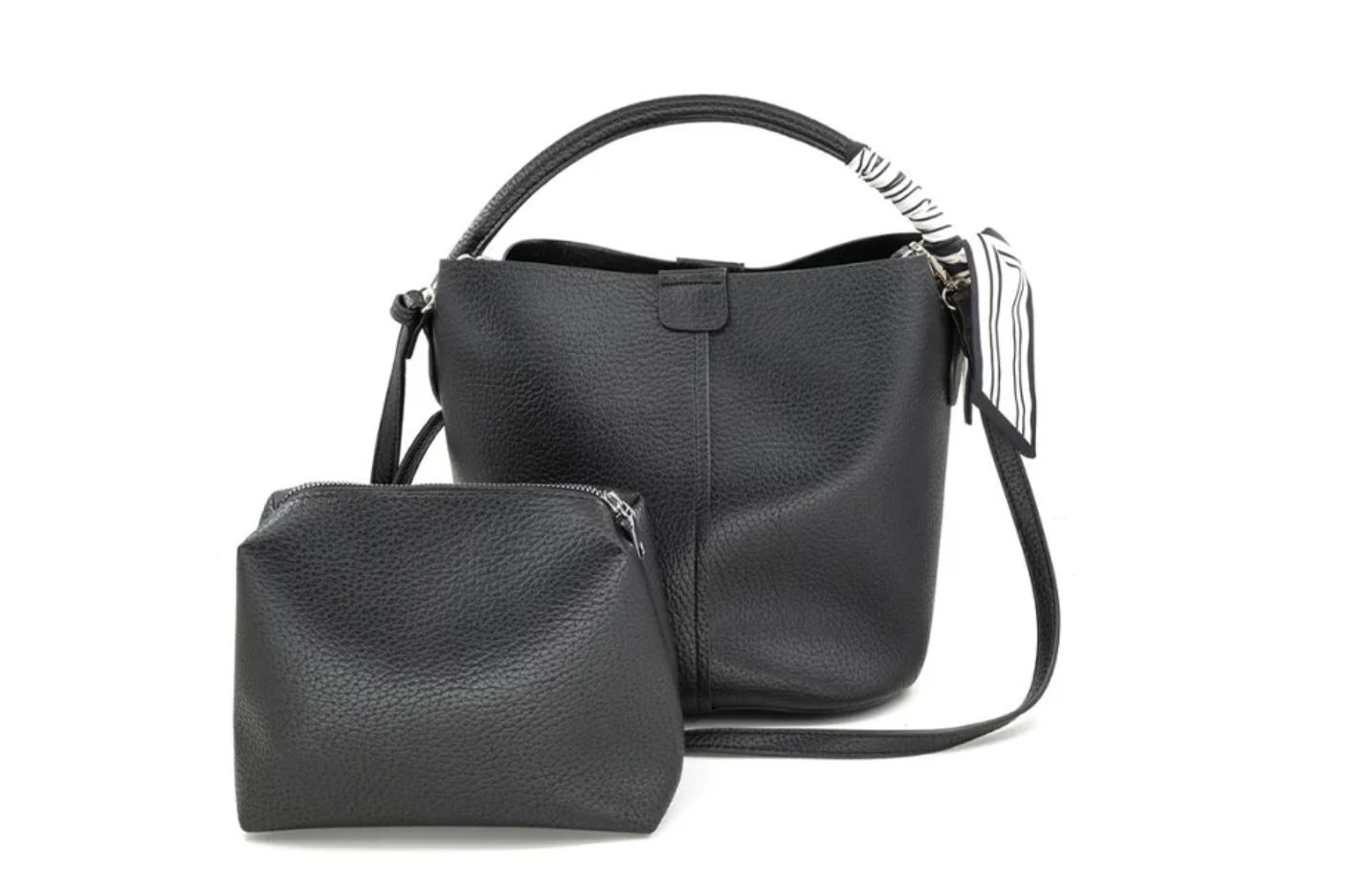 BC Bags Bucket Bag With Scarf- Black