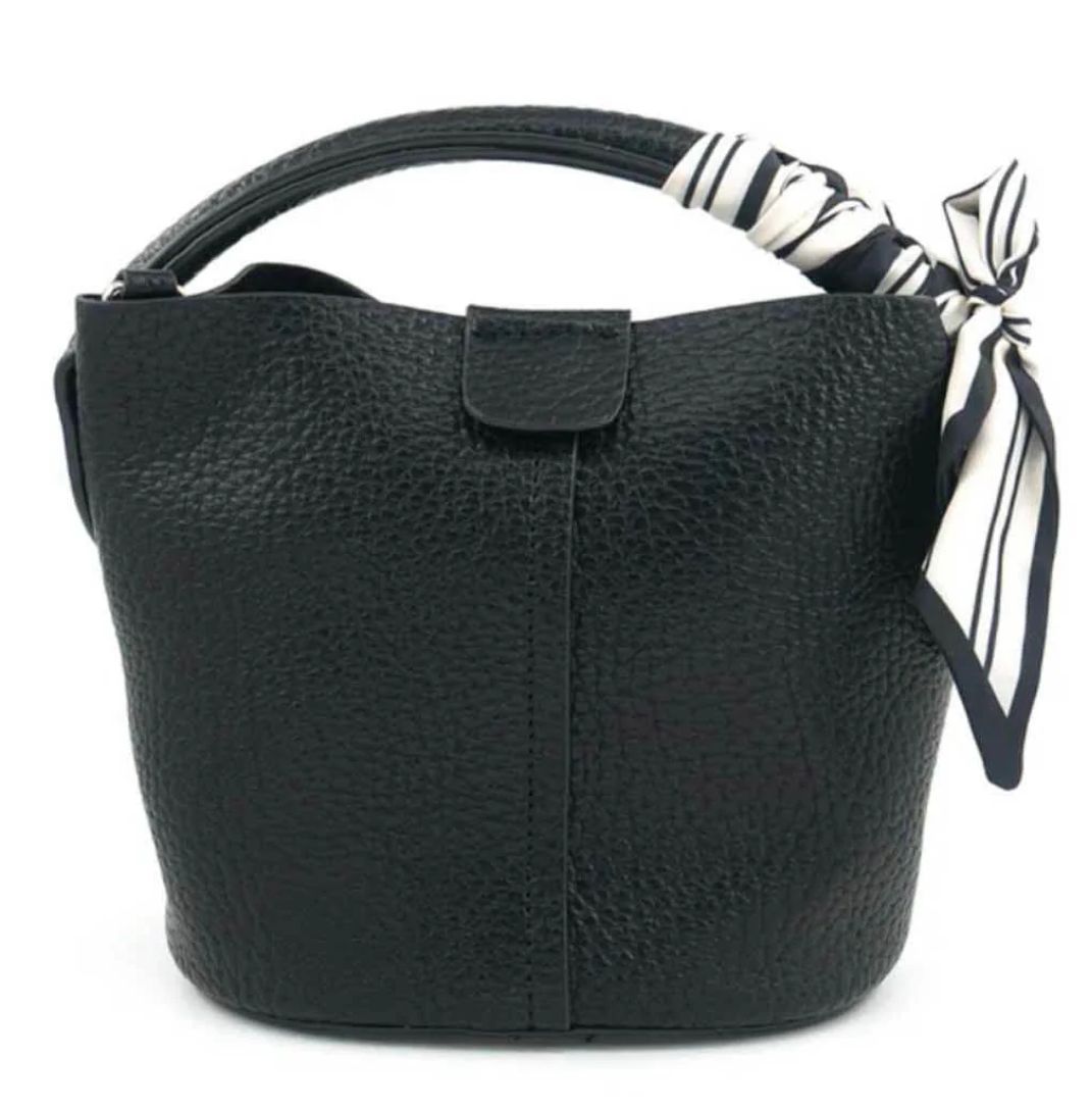 Bc Bags Mini Bucket Bag with Scarf- Black