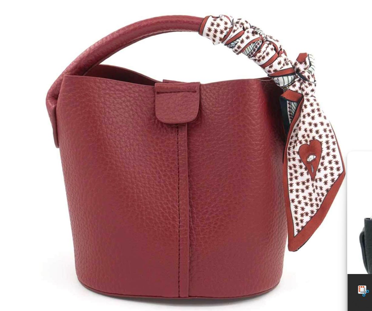 BC Bags Mini Bucket Bag with Scarf- Red
