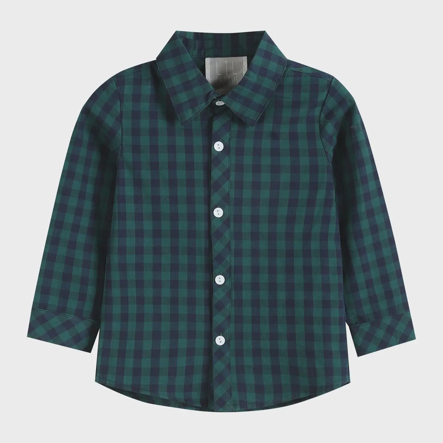 Lil Cactus Blue and Green Tartan Boy Dress Shirt