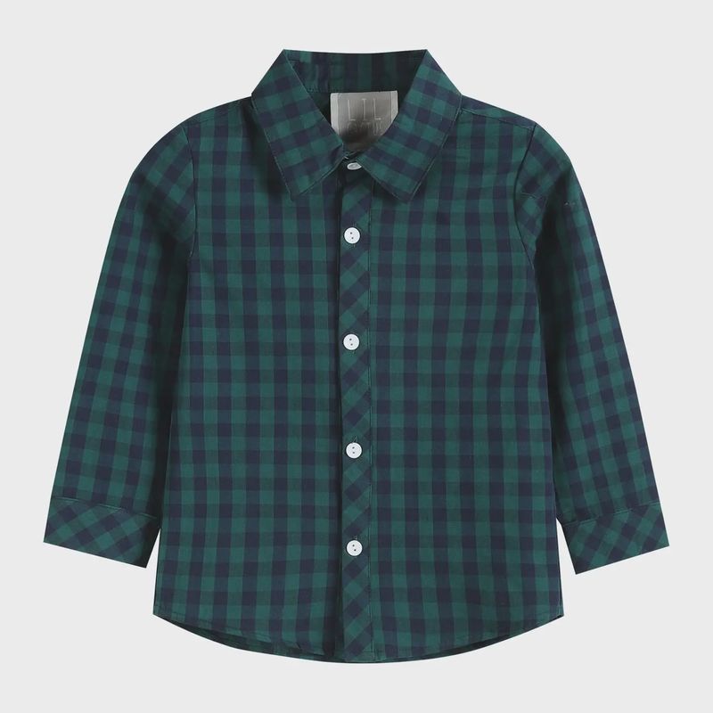Lil Cactus Blue and Green Tartan Boy Dress Shirt