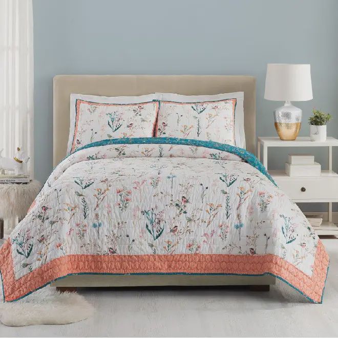 Peking English Garden Quilt Set - Teresa Chan- Pink- Full/Queen