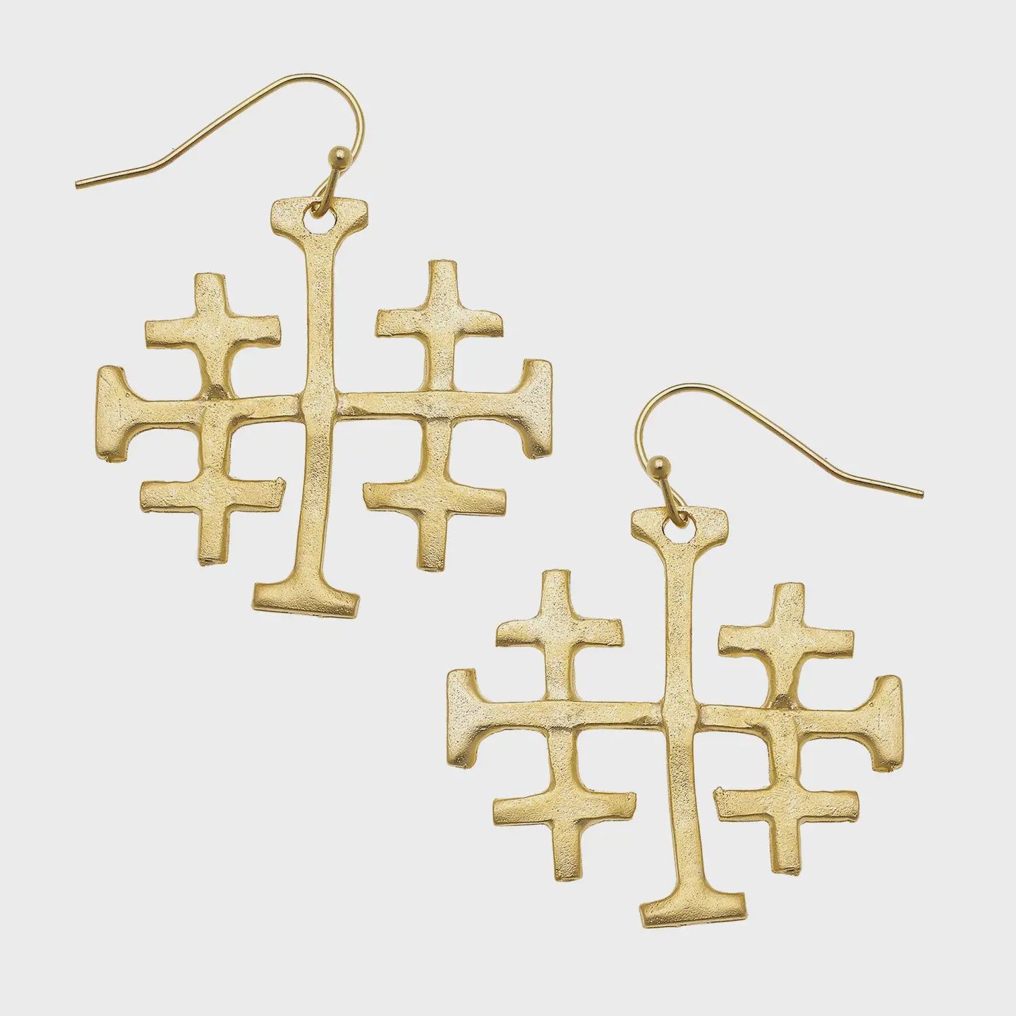 Susan Shaw  Large Gold Multi Cross Earring