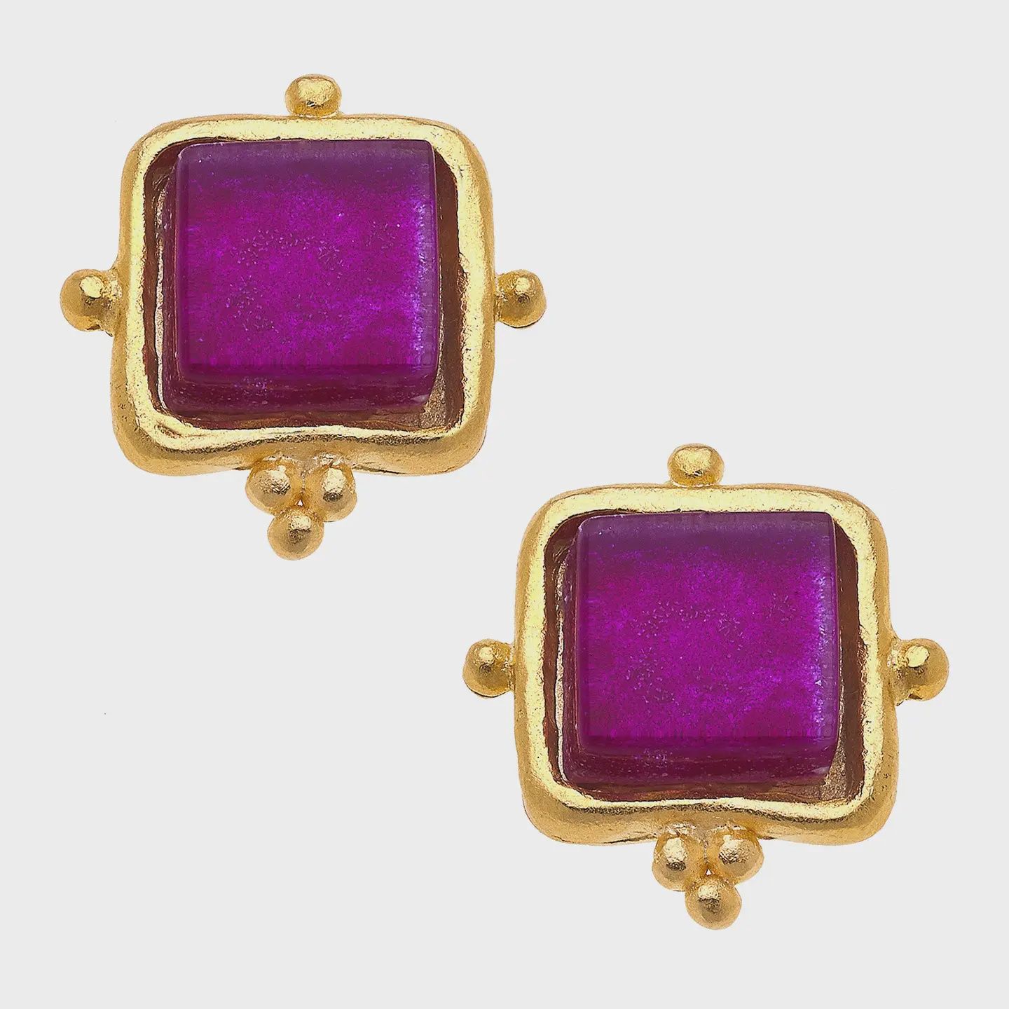Susan Shaw Madeline Fuschia French Glass Studs